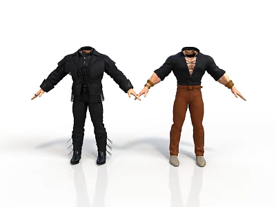 Men's Fashion Apparel With Black Outfit And Brown Pants Mannequin 3d model
