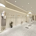 Modern Clothing Store Interior With Clothing Racks Mannequin Plants And Bright Lighting