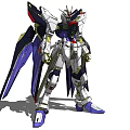 White And Purple Gundam Model With Golden Details And Large Mechanical Wings