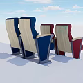 Conference Table With Red And Blue Upholstered Armchairs In Meeting Space