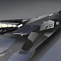 Black Stealth Fighter Jet With Spiral Exhaust Structure And Maintenance Ladder
