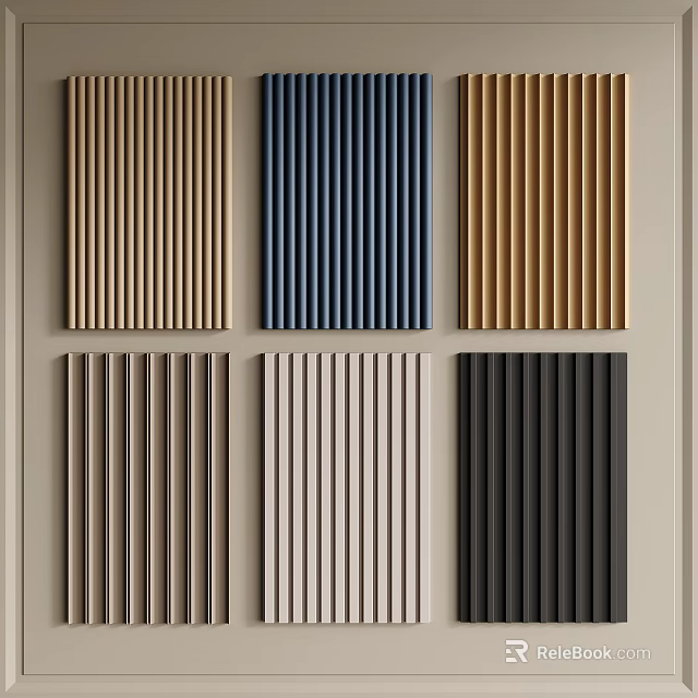 Vertical Striped Wall Paneling In Various Colors For Modern Interior Design 3d model 