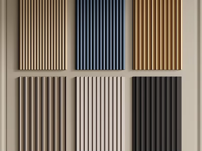 Vertical Striped Wall Paneling In Various Colors For Modern Interior Design 3d model