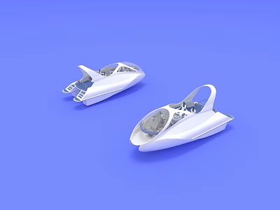 Modern White Yacht Designs Against Blue Background 3d model