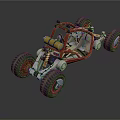 Off Road Buggy Design With Red Frame Large Tires And Yellow Fuel Tanks
