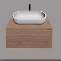 Modern Hinged Door Bathroom Vanity With Wooden Cabinet White Basin And Black Faucet