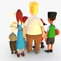 Diverse Group of Cartoon Characters Standing Together with Basketball and Casual Outfits