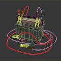 Car Battery With Red Black Jumper Cables And Red Yellow Clamps
