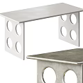 Modern Console Tables With Circular Cutouts And Sleek Metallic Structure Design 3d model