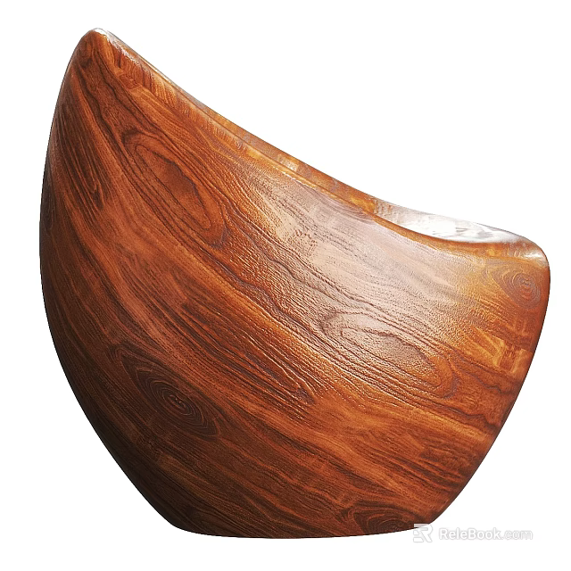 Modern Ergonomic Wooden Armchair With Curved Back And Natural Wood Grain Design 3d model 