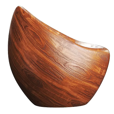 Modern Ergonomic Wooden Armchair With Curved Back And Natural Wood Grain Design 3d model