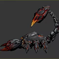 Epic Scorpion Game Movie Character With Red Glowing Metallic Armor And Fiery Stinger Design