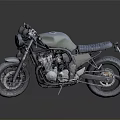 Vintage Custom Motorcycle With Green Tank And Black Leather Seat
