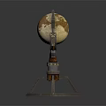 Decorative Ornament Set With Globe Design And Metal Tripod Stand Brown Beige Textured