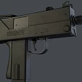 Black Submachine Gun Weapon Featuring Barrel Magazine and Ergonomic Grip Design 3d model