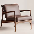 Brown Leather Leisure Chair With Wooden Frame And Modern Sleek Design