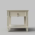 White Bedside Table With Drawer Metal Handle Open Shelf And Classical Design 3d model
