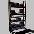 Computer Hardware Storage Rack With Stacked Shelves Holding Various Electronic Components 3d model