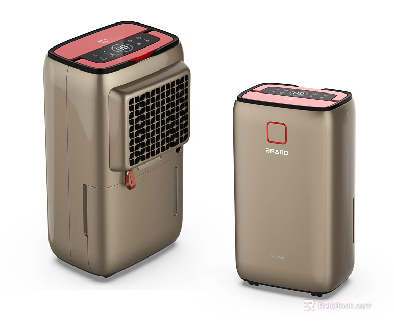 RUIDO Air Coolers With Stylish Golden Body And Red Top Control Panel Design 3d model 