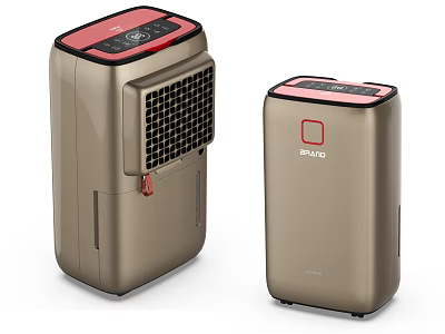 RUIDO Air Coolers With Stylish Golden Body And Red Top Control Panel Design 3d model