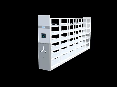 Modern White Display Shelving With Control Panel Multiple Layers And Compartments 3d model