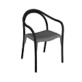 Modern Dining Chairs With Black Metal Frame And Silver Curved Seat Design