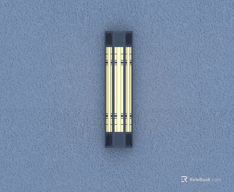 Modern Wall Light With Dark Frame And Yellow Light Strips On Blue Wall 3d model