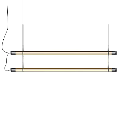Modern Linear Chandelier Design Featuring Two Elongated Hanging Light Fixtures 3d model