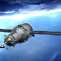 Satellite Orbiting Earth In Space With Solar Panels And Spacecraft View 3d model