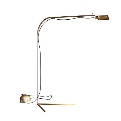 Sleek Modern Arc Floor Lamp With Brass Curved Stand And Minimalist Shade Design 3d model