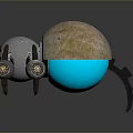 Futuristic Game Movie Character with Silver Mechanical Body Blue Glowing Parts and Shell Structure
