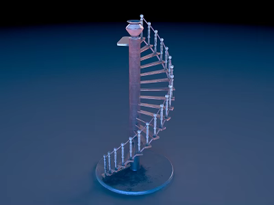 Modern Metal Spiral Staircase With Sleek Railing And Round Base Design 3d model