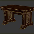 Ornate Traditional Wooden Table With Carved Legs And Gold Trim Accents