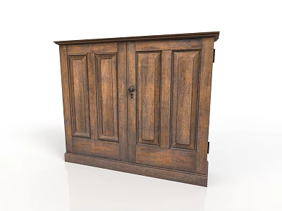 Vintage Style Wooden Cabinet With Paneled Doors And Natural Wood Grain 3d model