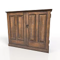 Vintage Style Wooden Cabinet With Paneled Doors And Natural Wood Grain