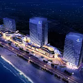 Modern High Rise Office Building With Glass Facade By Seaside Commercial Area