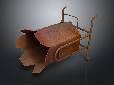Rusty Metal Wheelbarrow With Vintage Iron Frame And Rustic Structure Design 3d model