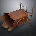 Rusty Metal Wheelbarrow With Vintage Iron Frame And Rustic Structure Design