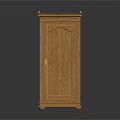 Classic Oak Wooden Cabinet With Single Door Decorative Lines And Top Surface