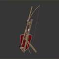Medieval Style Wooden Weapon Display Rack with Shield Sword Axe and Spears