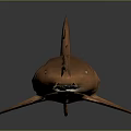Realistic Brown Shark Toy Model on Dark Surface with Reflective Base 3d model
