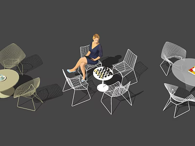 Modern outdoor table and chair outdoor leisure seat 3d model
