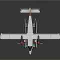 White And Red Twin Engine Seaplane With Floats Against Dark Background 3d model