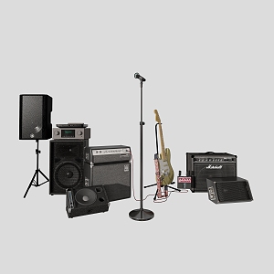 modern sound subwoofer guitar stage sound microphone 3d model