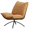 Brown Velvet Accent Chair With Cushioned Backrest And Black Star Shaped Metal Base