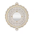 Ornate Round Bathroom Mirror With Intricate Gold Silver Decorative Details