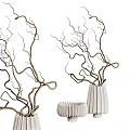 Elegant White Ceramic Vases With Golden Branch Decor For Home Interior Design