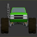 Green Monster Truck With Large Tires Open Top And Silver Grille