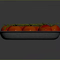 Fresh Red Tomatoes With Green Stems On Gray Tray Dark Background 3d model