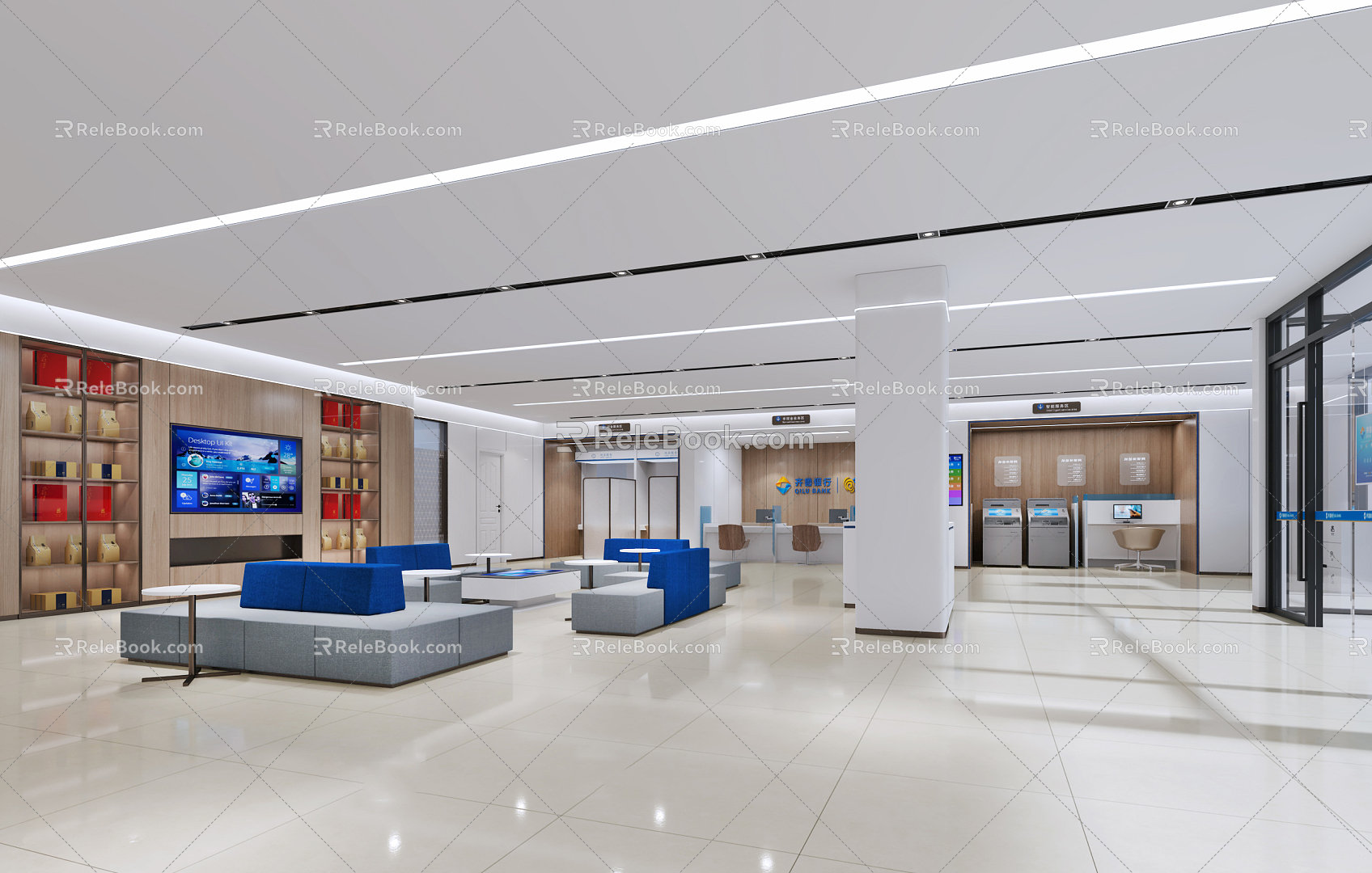 Modern Bank Lobby 3d model